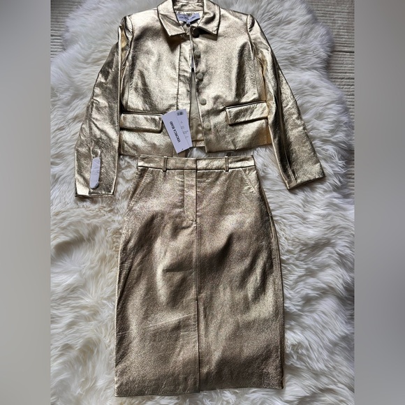 Veronica Beard Dresses & Skirts - Veronica Beard Imogen Leather Jacket Blazer and Maxine Leather Midi Skirt SET